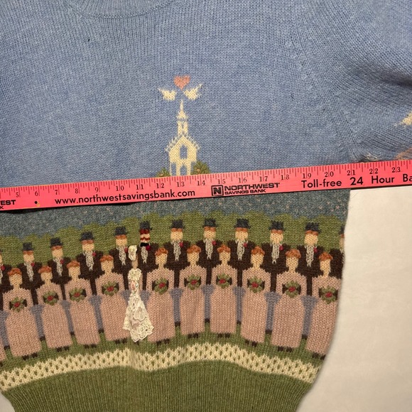 RARE Vtg Hand Embroidered Wedding Sweater 100%‎ Pure Wool Shetland Cottagecore - Picture 6 of 14